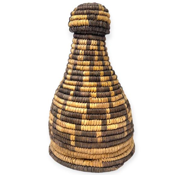 Omani Oman Bedouin Antique Hand Coiled Crafted Lidded Basket Jar Weave Med Size - Picture 6 of 6